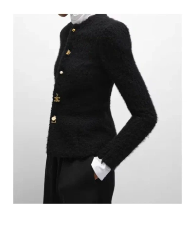 Celine Jacket In Cashmere And Wool Natté In Black