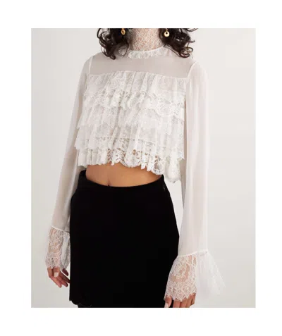 Chloé Long-sleeved Lace Shirt In White