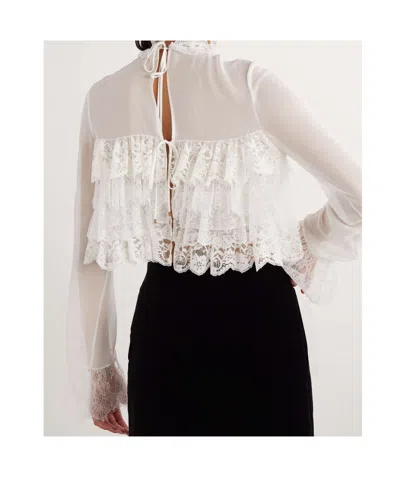 Chloé Long-sleeved Lace Shirt In White