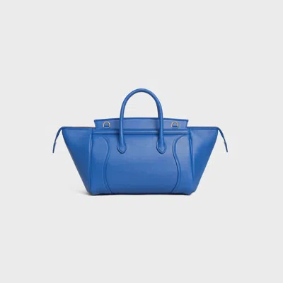 Celine Small New Luggage In Supple Shiny Lambskin In Blue