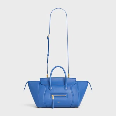 Celine Small New Luggage In Supple Shiny Lambskin In Blue
