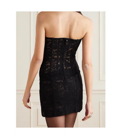 Dolce & Gabbana Cotton-blend Lace Bustier Mini Dress In Black