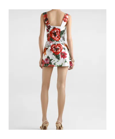 Dolce & Gabbana Floral Mini Dress Sweetheart Neckline Straps In Multi