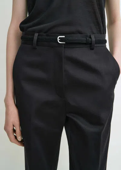 Totême Thin Suede Belt Black In Black