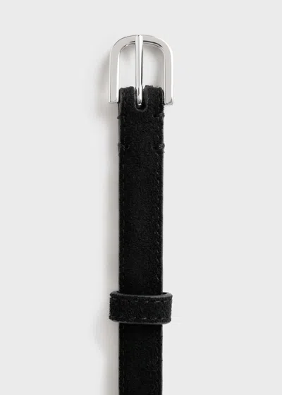 Totême Thin Suede Belt Black In Black