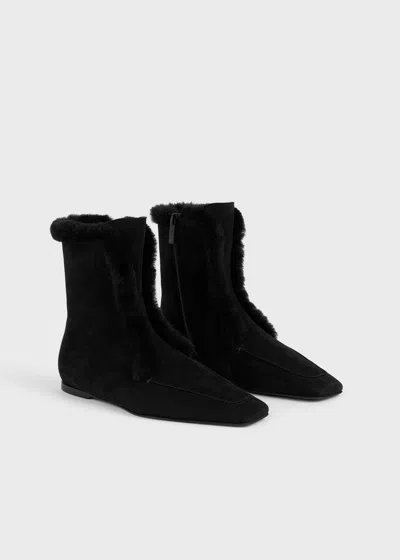 Totême Square Toe Ankle Boots In Black