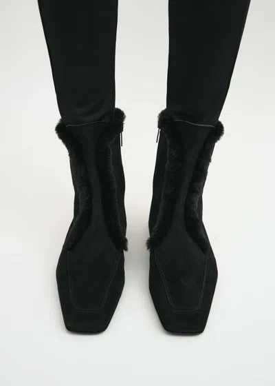 Totême Square Toe Ankle Boots In Black