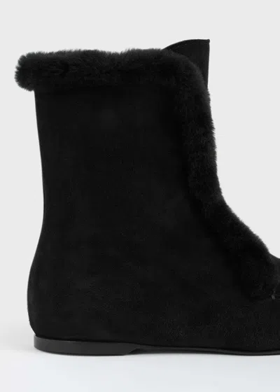 Totême Square Toe Ankle Boots In Black