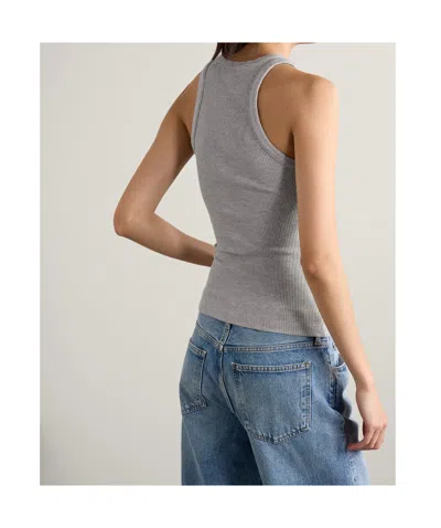 Agolde Rayne Ribbed Stretch Organic Cotton And Lyocell-blend Jersey Tank In Gray
