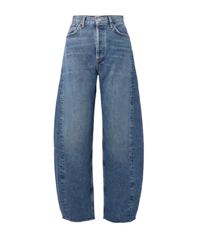 Agolde High Waist Denim Trousers In Blue