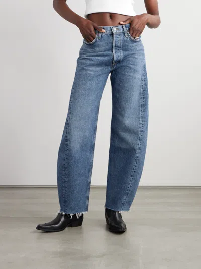 Agolde High Waist Denim Trousers In Blue