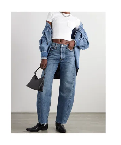 Agolde High Waist Denim Trousers In Blue