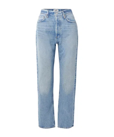 Agolde High Waist Straight Jeans In Blue