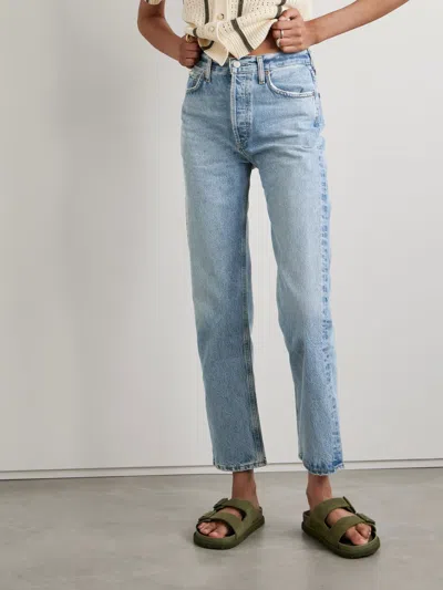 Agolde High Waist Straight Jeans In Blue