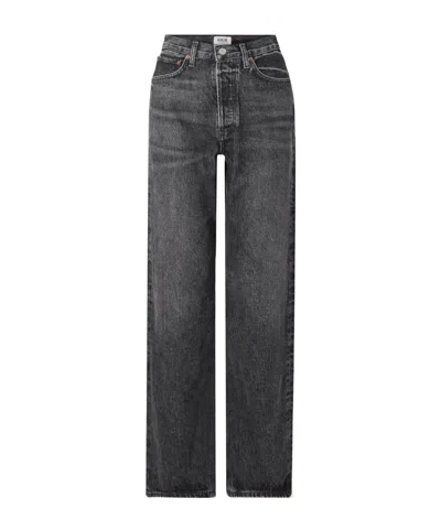 Agolde High Waist Straight Jeans In Black