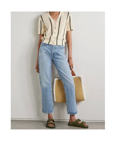 Agolde High Waist Straight Jeans In Blue