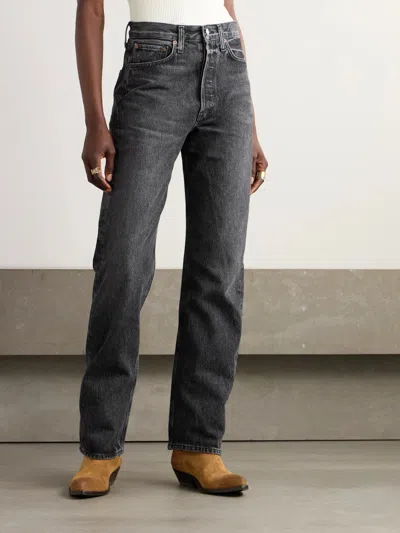 Agolde High Waist Straight Jeans In Black