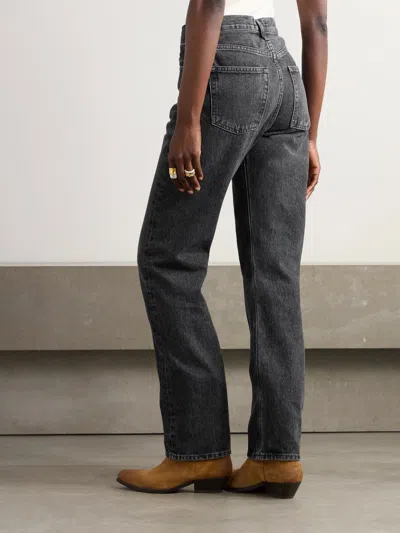 Agolde High Waist Straight Jeans In Black
