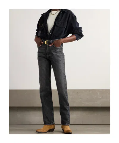 Agolde High Waist Straight Jeans In Black