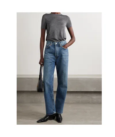 Agolde Mid-rise Straight-leg Denim Trousers In Blue