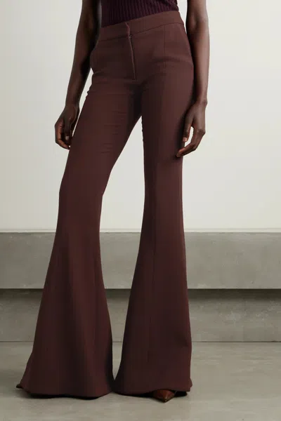 Gabriela Hearst Desmond Wool-crepe Flared Pants In Brown
