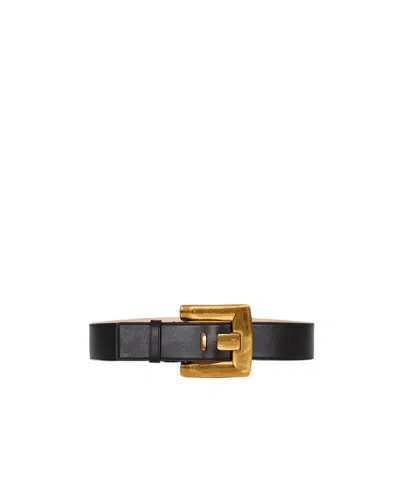 Balmain Large Anthem Calfskin Leather Belt In Black