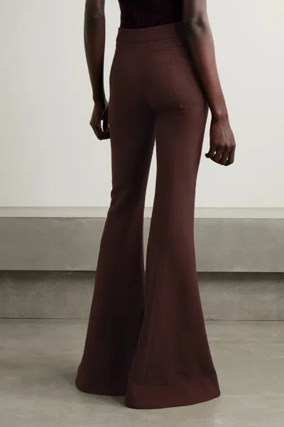 Gabriela Hearst Desmond Wool-crepe Flared Pants In Brown