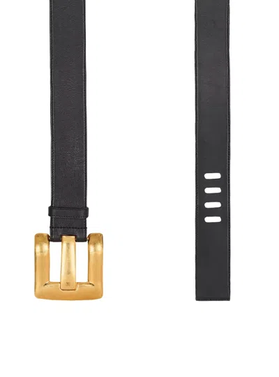 Balmain Large Anthem Calfskin Leather Belt In Black