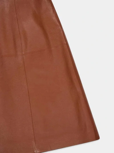 Gabriela Hearst Adaline Leather Midi Square-neck Dress In Brown