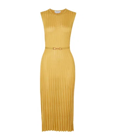 Gabriela Hearst Maier Ribbed-knit Silk Midi Dress In Yellow