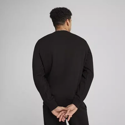 Puma Essential Mens Crew Neck Long Sleeve Sweatshirt In Black
