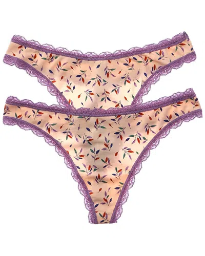 Wacoal B.tempt'd By  2pk Inspired Eyelet Thong In Purple