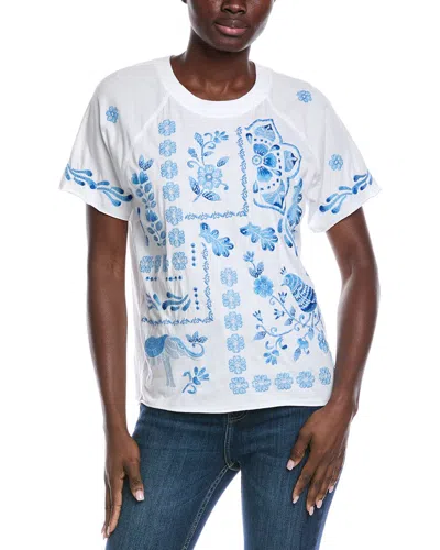 Johnny Was Raw Edge Raglan Boxy T-shirt In White