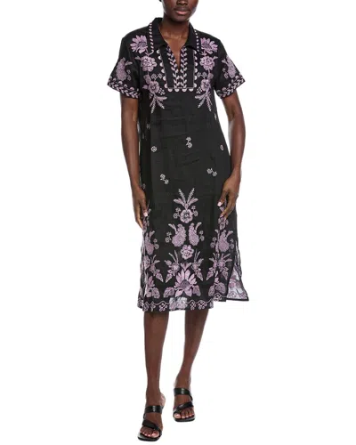 Johnny Was Henley Collared Dress In Black