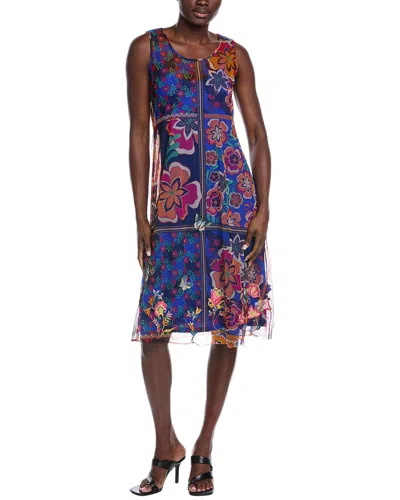 Johnny Was Mazzy A-line Midi Dress In Blue