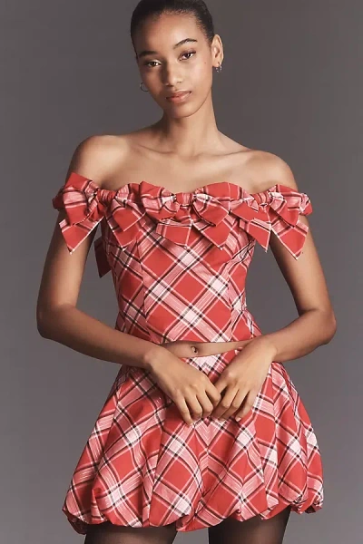 Loveshackfancy Winston Plaid Bow Top In Multi