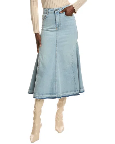 Ganni Tint Denim Midi Skirt In Blue