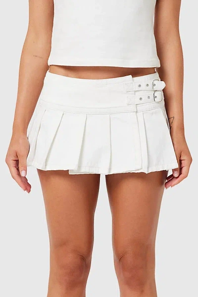 Abrand Jeans X Rip Curl 99 Pleated Denim Skirt In White Wash, Women's At Urban Outfitters In White