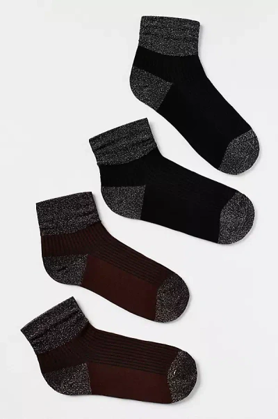 By Anthropologie Mixed Tinsel Trouser Socks In Brown