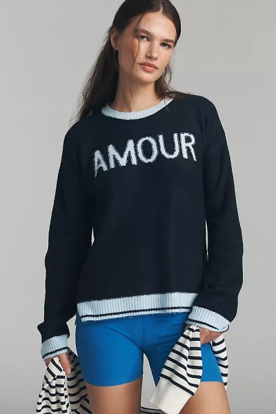 Sundry Amour Intarsia Wool Blend Sweater In Blue