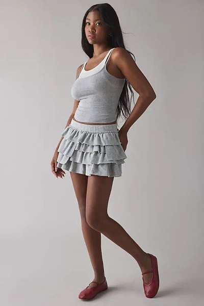 Out From Under Love Is Bliss Ruffle Mini Skort In Grey, Women's At Urban Outfitters In Gray