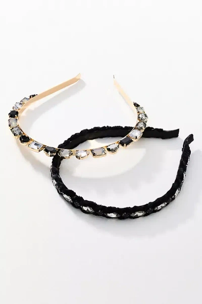By Anthropologie Gemstone Headbands, Set Of 2 In Black