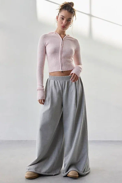 Out From Under Lived In Extreme Wide Leg Sweatpant In Light Grey, Women's At Urban Outfitters In Gray