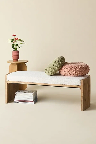 Urban Outfitters Daisy Upholstered Cushioned Bench In Cream At
