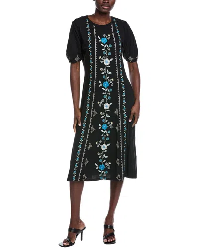 Johnny Was Jaanvi Bubble Sleeve Seamed Dress In Black In Black