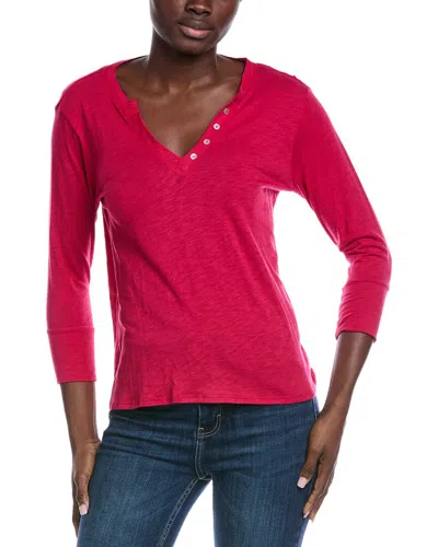 Johnny Was Button V-neck T-shirt In Red