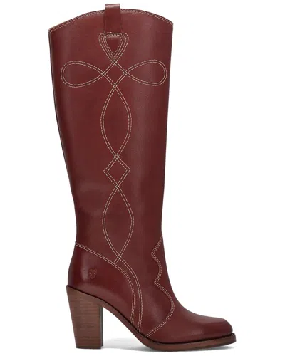 Frye Corinne Knee High Western Boot In Burgundy