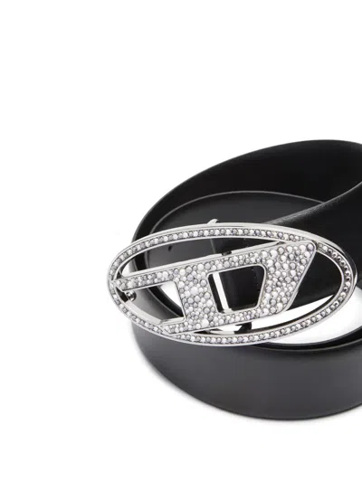 Diesel Oval D Belt Woman Black In Black