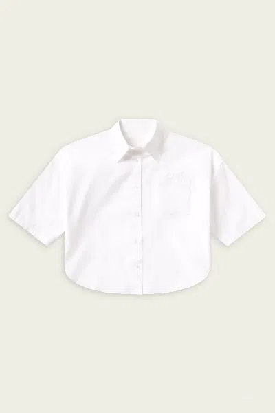 Agolde Frances Cropped Cape Button Up In Optic White In Multi