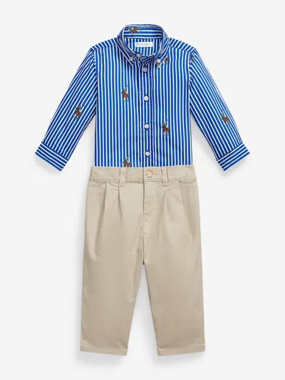 Ralph Lauren Baby Boys Shirt And Trousers Set In Black